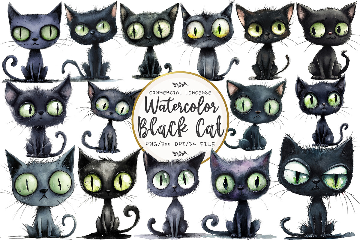 Zombie Black Cat Clipart, an Illustration by OK Design (Photo 1 of 5)
