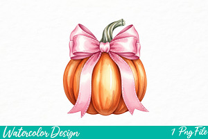 Pumpkin Coquette bow png trending, an Illustration by Watercolor design