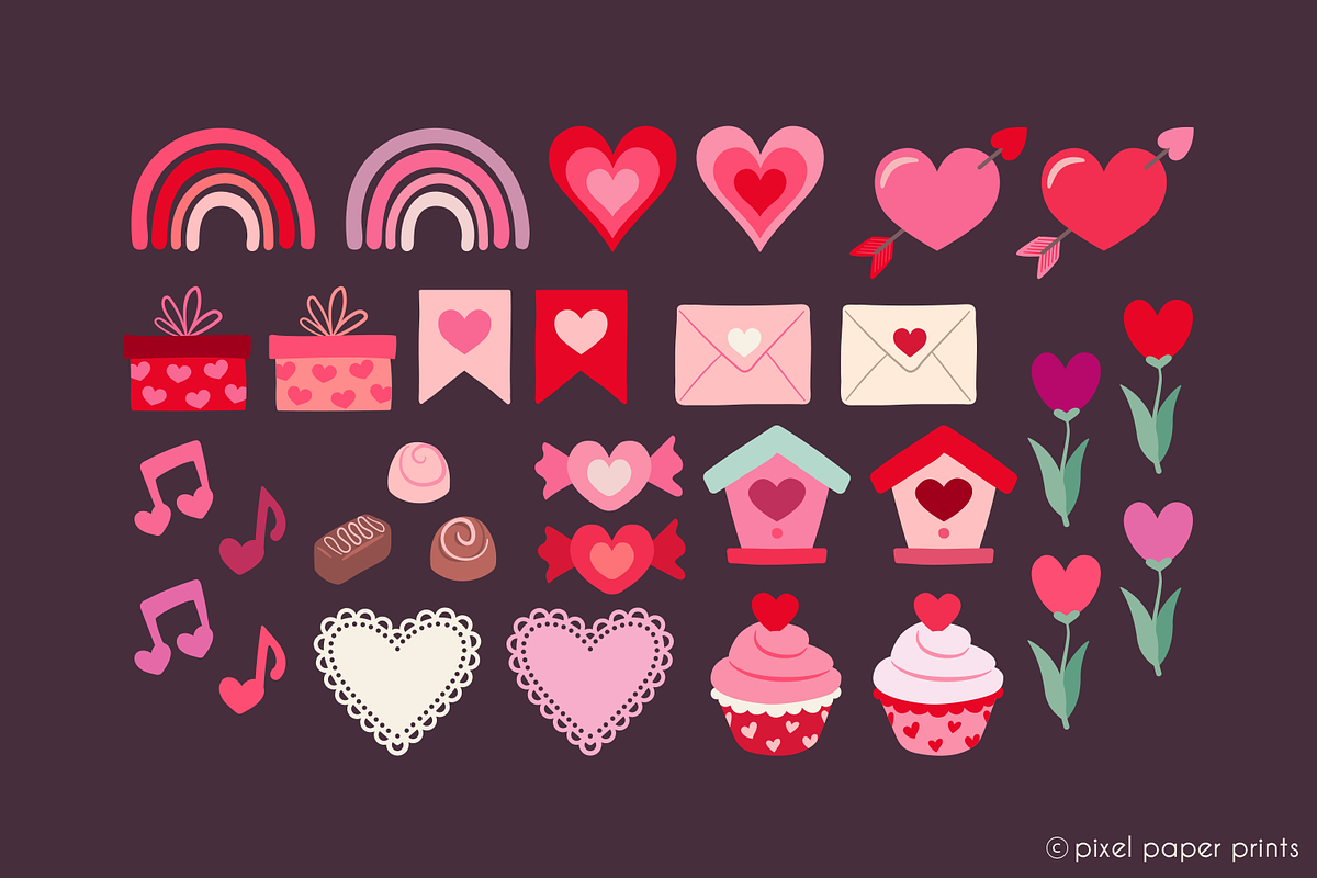 Cute little Valentine's Day Clipart, an Object Graphic by PixelPaperPrints (Photo 6 of 9)