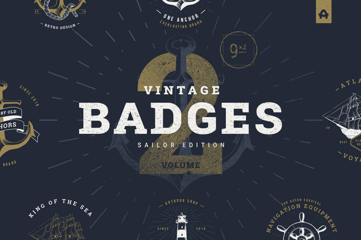 Vintage Badges vol 2, a Branding & Logo Template by blauananas (Photo 1 of 9)