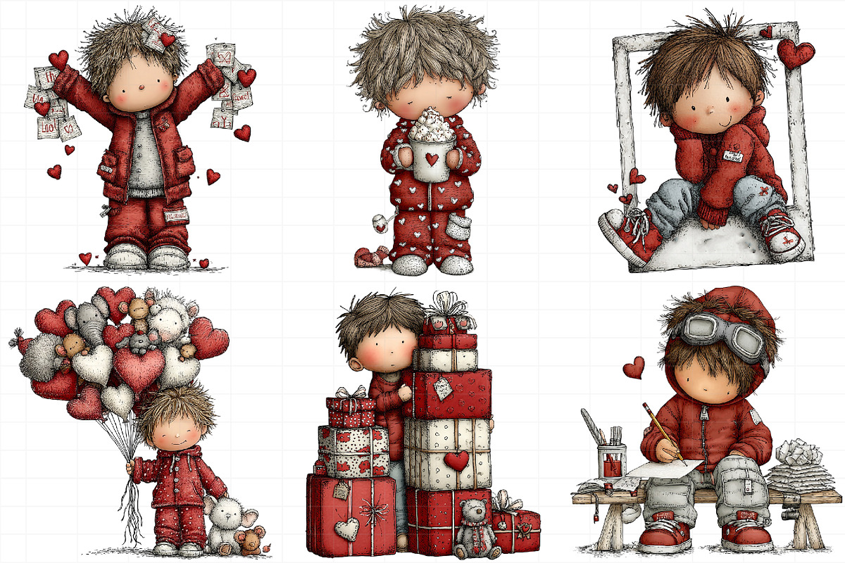 Quirky Valentine Boy Clipart, an Illustration by Daily.Designs (Photo 6 of 7)