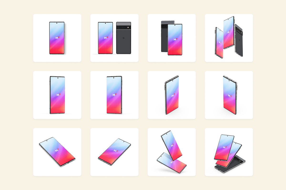 12 Google Pixel 6 Pro Mockups, an Android Mockup by 360 Mockups (Photo 6 of 8)
