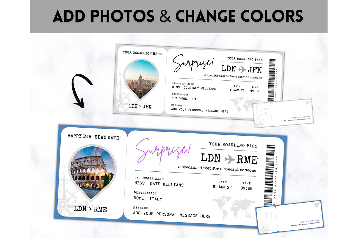 Boarding Pass Template, EDITABLE, a Templates & Theme by Templatables (Photo 2 of 8)