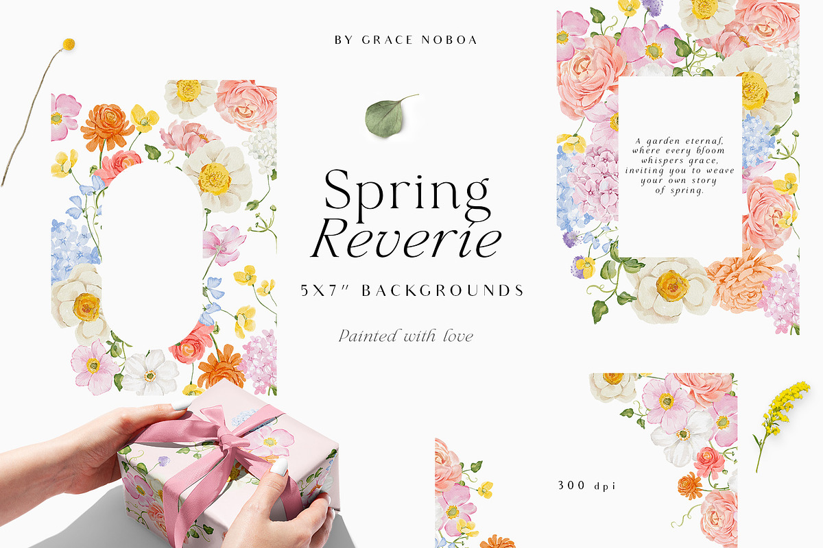 watercolor spring summer garden set, a Decorative Illustration by Grace Noboa Illustrations (Photo 10 of 10)