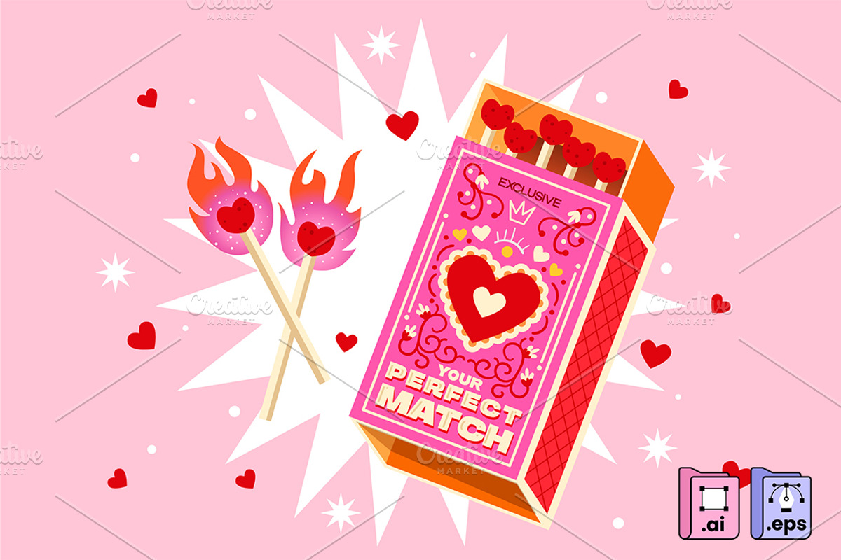 Valentine Perfect Match Illustration, an Object Illustration by MISS CHATZ (Photo 1 of 3)