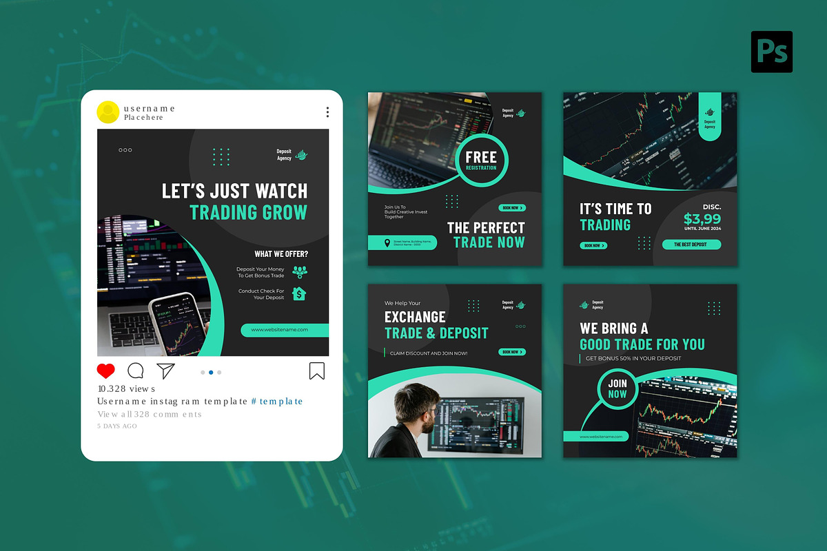 Stock Trading Instagram Post, a Social Media Template by CavenArt (Photo 4 of 5)