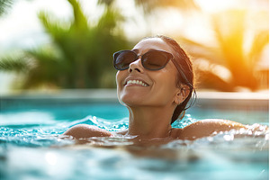 Smiling Latina Woman Relaxing in a, a Person Photo by Lermont51