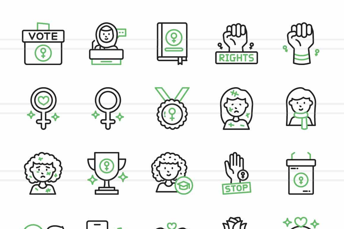 50 Women Day Green & Black Icons, an Icon by IconBunny (Photo 2 of 2)