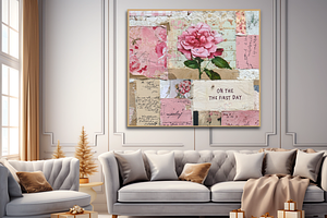 Pink Floral Patchwork Collages Sheet