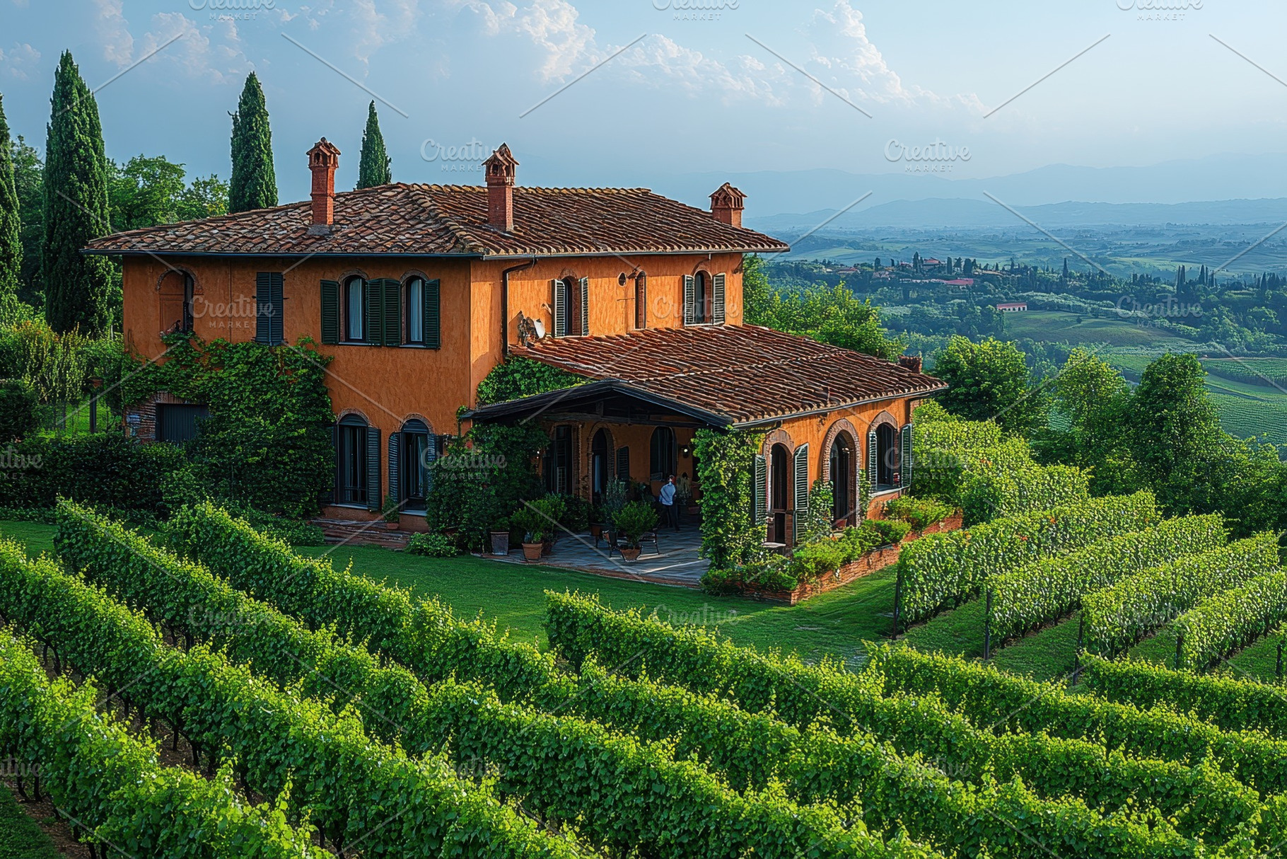 Charming villa surrounded by lush vi, a Photo by Tanuart
