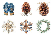 Rustic Winter Christmas Clipart, an Illustration by SinaCreation (Thumbnail 5 of 7)