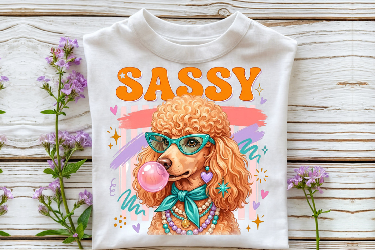 Sassy Retro Poodle Dog PNG, a Seasonal Illustration by Sublimation Artist (Photo 3 of 9)