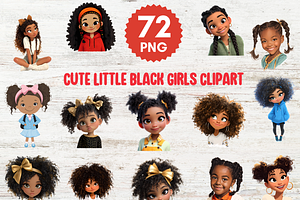Cute Little Black Girls Illustration, a Person Illustration by LA Design
