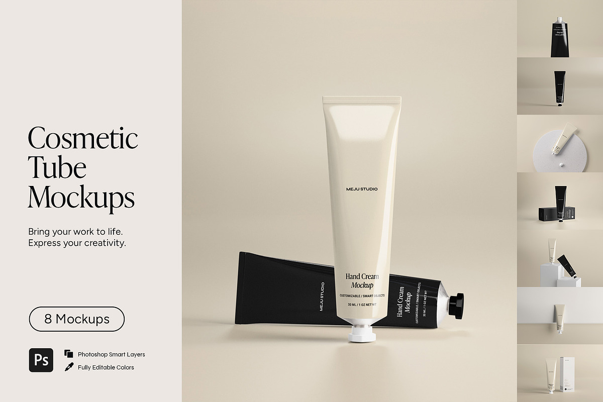 Metallic Cosmetic Tube Mockups, a Packaging Mockup by Wildfield Studio (Photo 1 of 12)
