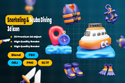 Snorkeling & Scuba Diving 3d Icon, an Object 3D Model by Ui Stock (Thumbnail 1 of 6)
