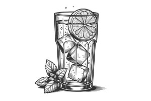 Refreshing Lemon Drink with Ice and, a Food Illustration by AlexArt