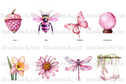 Pink Fairy Clipart, Watercolor Fairy, a Decorative Illustration by BrushstrokeArtGB (Thumbnail 3 of 9)