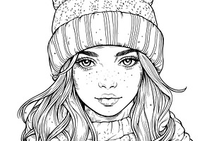 Portrait Of Beautiful Girl In Winter