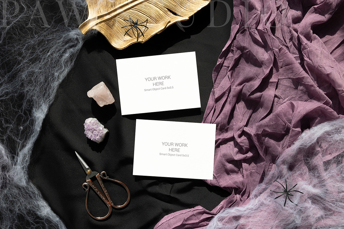 Halloween Card Mockup 5x3.5RSVP fall, an Advertising Mockup by PawMockups (Photo 2 of 10)
