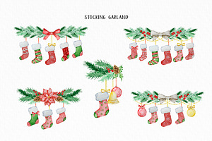 Watercolor Christmas Stocking Set