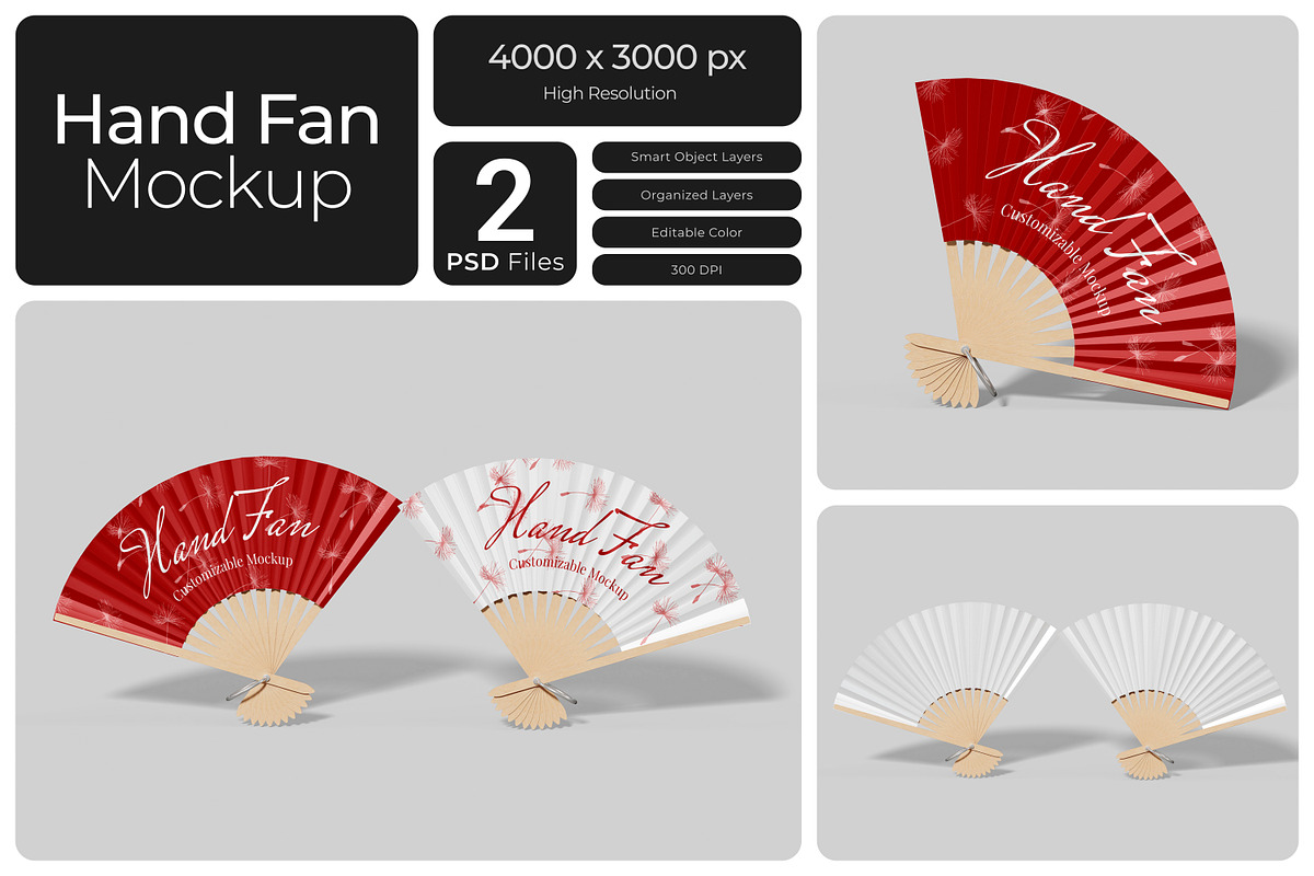Hand Fan Mockup, a Merchandise Mockup by Bartama Graphic (Photo 1 of 4)