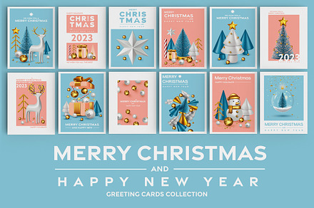 Set of 12 Christmas cards, a Card Template by Creative Graphics