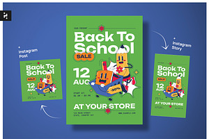 Green Retro Back to School Flyer, a Flyer Template by Neermana