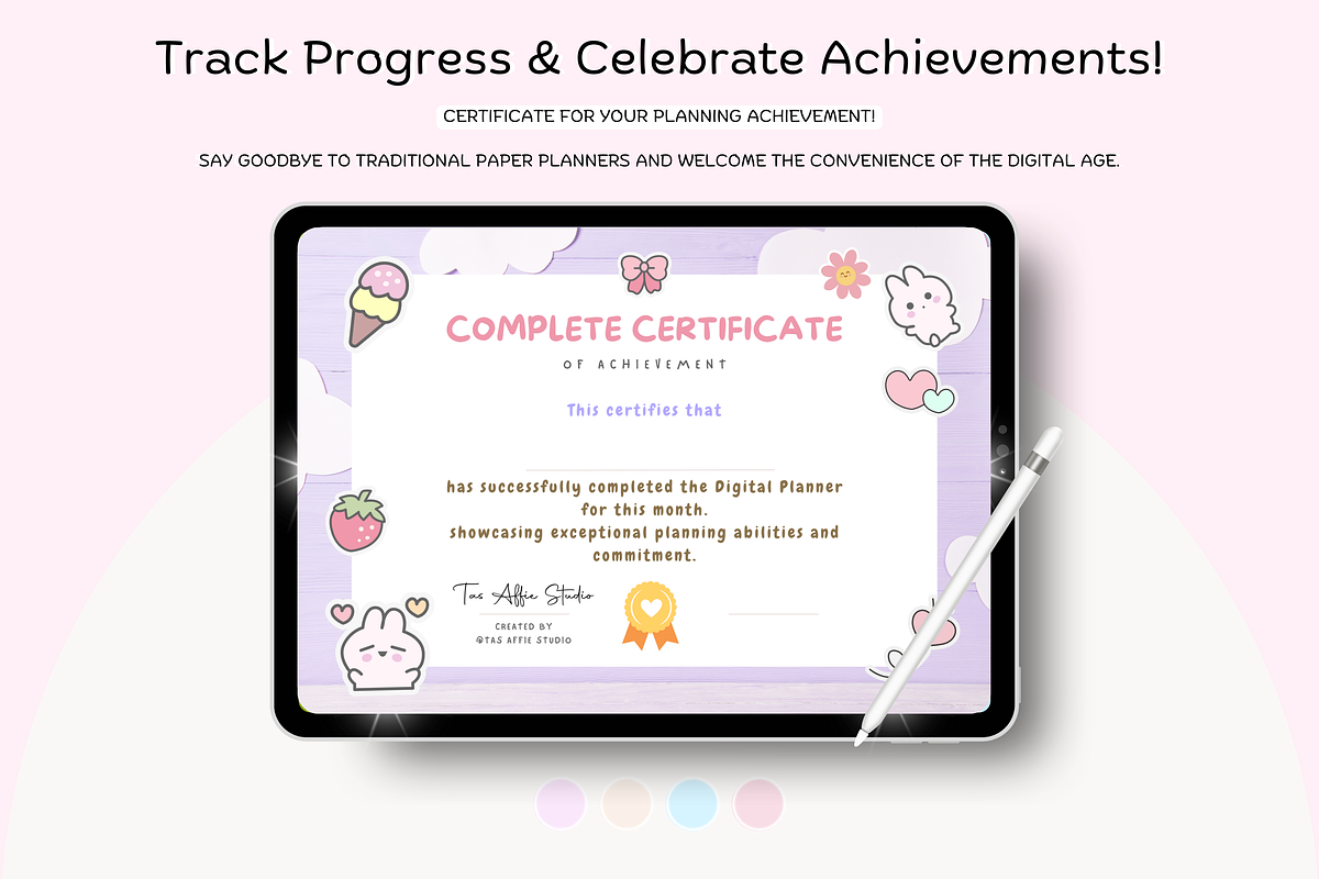 Pink Pastel Portrait Digital Planner, a Stationery Template by Tas Creative Studio (Photo 13 of 13)