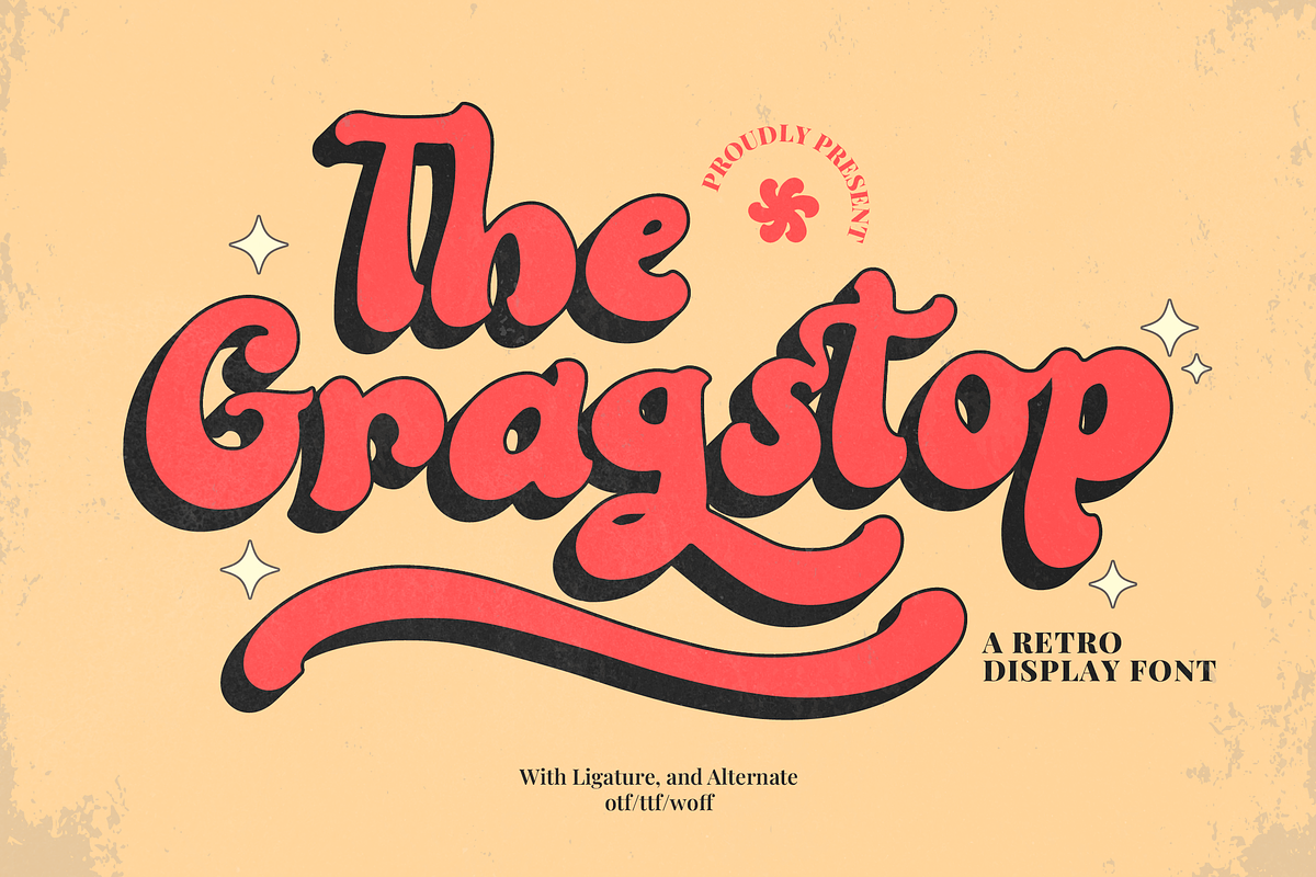 Gragstop | Retro Display Font, a Font by Denustudios (Photo 1 of 15)