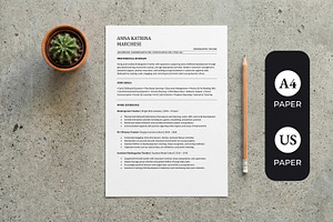 Kindergarten Teacher Resume, ATS, a Resume Template by SmmrDesign