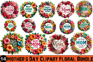 Mother's Day Floral Mom Clipart, an Illustration by GatewayDesign