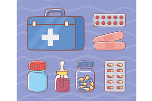 medical kit icons, an Object Illustration by studiogstock