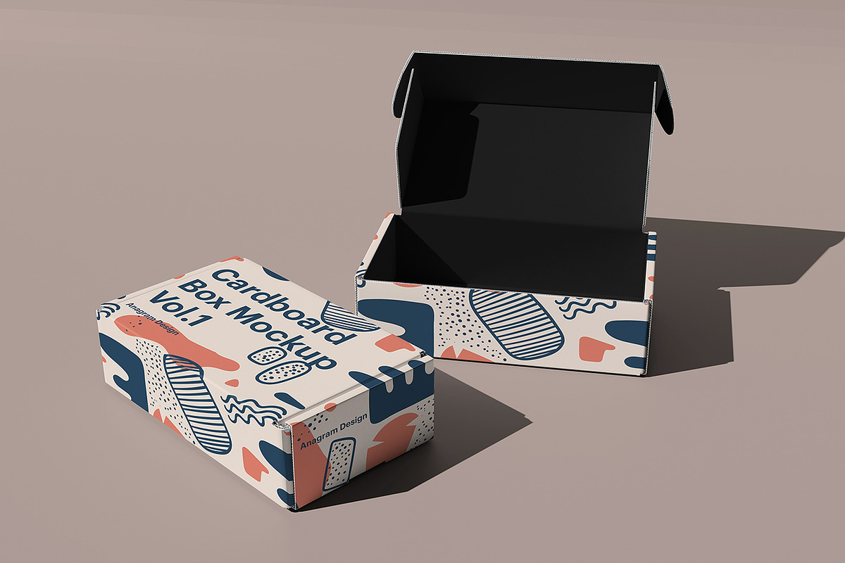 Cardboard Box Mockup, a Packaging Mockup by AnagramDesign (Photo 2 of 6)