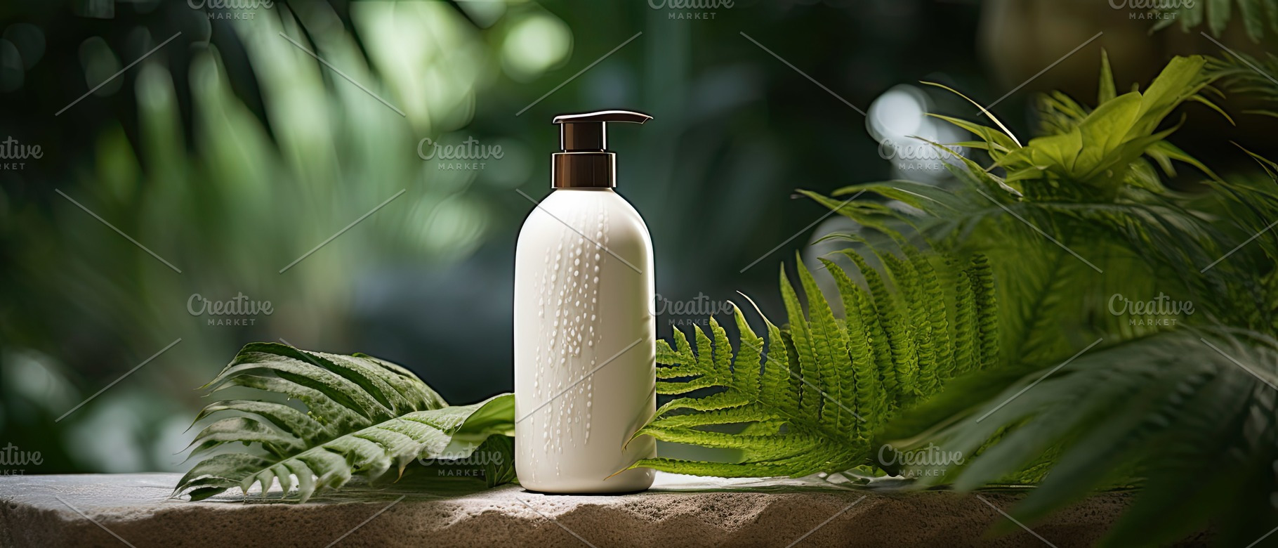 Display of natural spa product bottl, a Photo by SaroStock