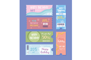 birthday gifts card icons, an Illustration by studiogstock