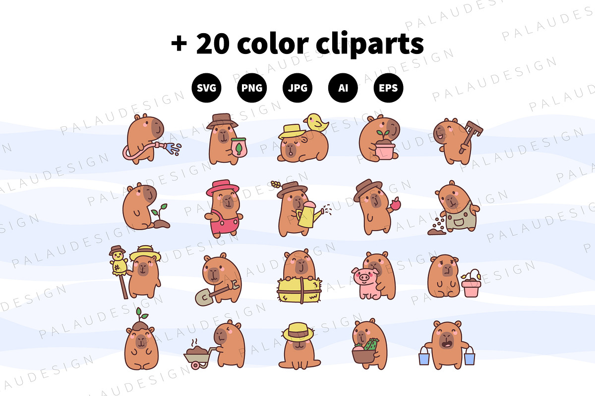 Kawaii Capybara Loves the Farm, an Animal Illustration by Palau (Photo 10 of 12)