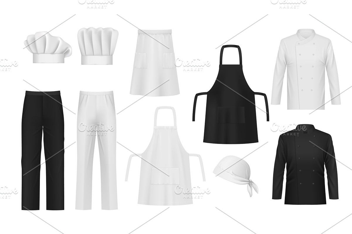 Realistic chef wear, toque hats, an Object Illustration by Vector Tradition