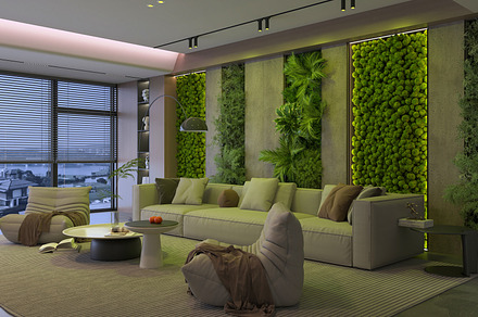 Living Room with Vertical Garden & N