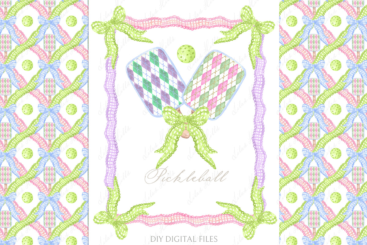 Pickleball Watercolor clipart DIY, an Illustration by LABFcreations (Photo 2 of 5)