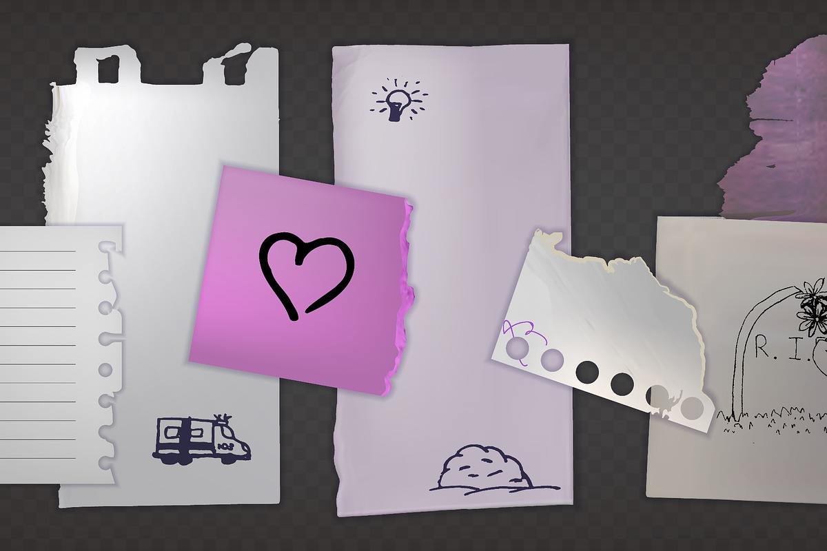 Torn paper notebook pieces and note, an Object Illustration by art PVP - market (Photo 2 of 3)
