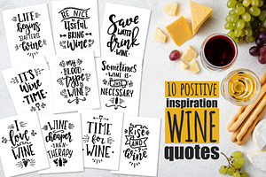 Inspirational Wine Quotes Lettering