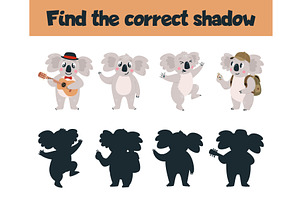 Find correct koala shadow. Funny, an Animal Illustration by LadadikArt