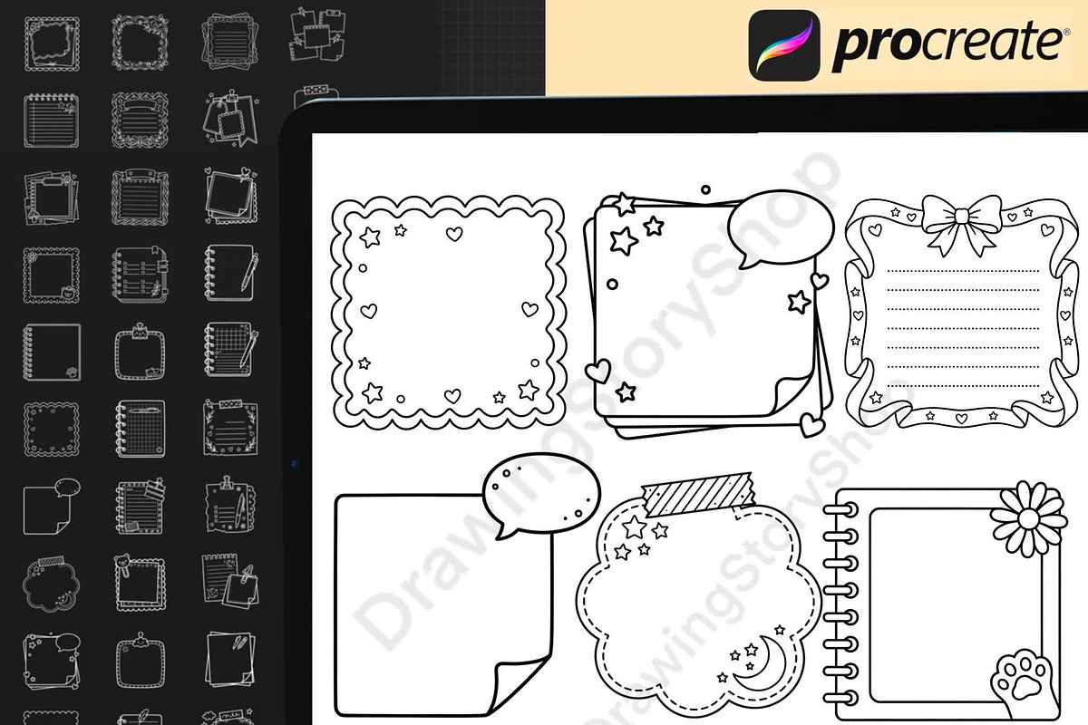 155 Procreate Sticky Notes Stamps, a Brush Add-On by DrawingStoryShop (Photo 2 of 6)