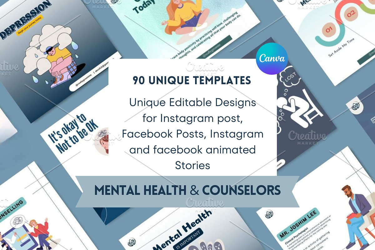 Mental Health Social Media Templates, a Social Media Template by I&K (Photo 1 of 4)