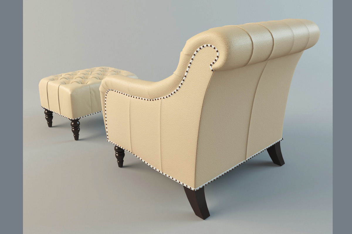 Brady Tufted Leather Chair & Ottoman, a Furniture 3D Model by 3Dpapa (Photo 3 of 4)