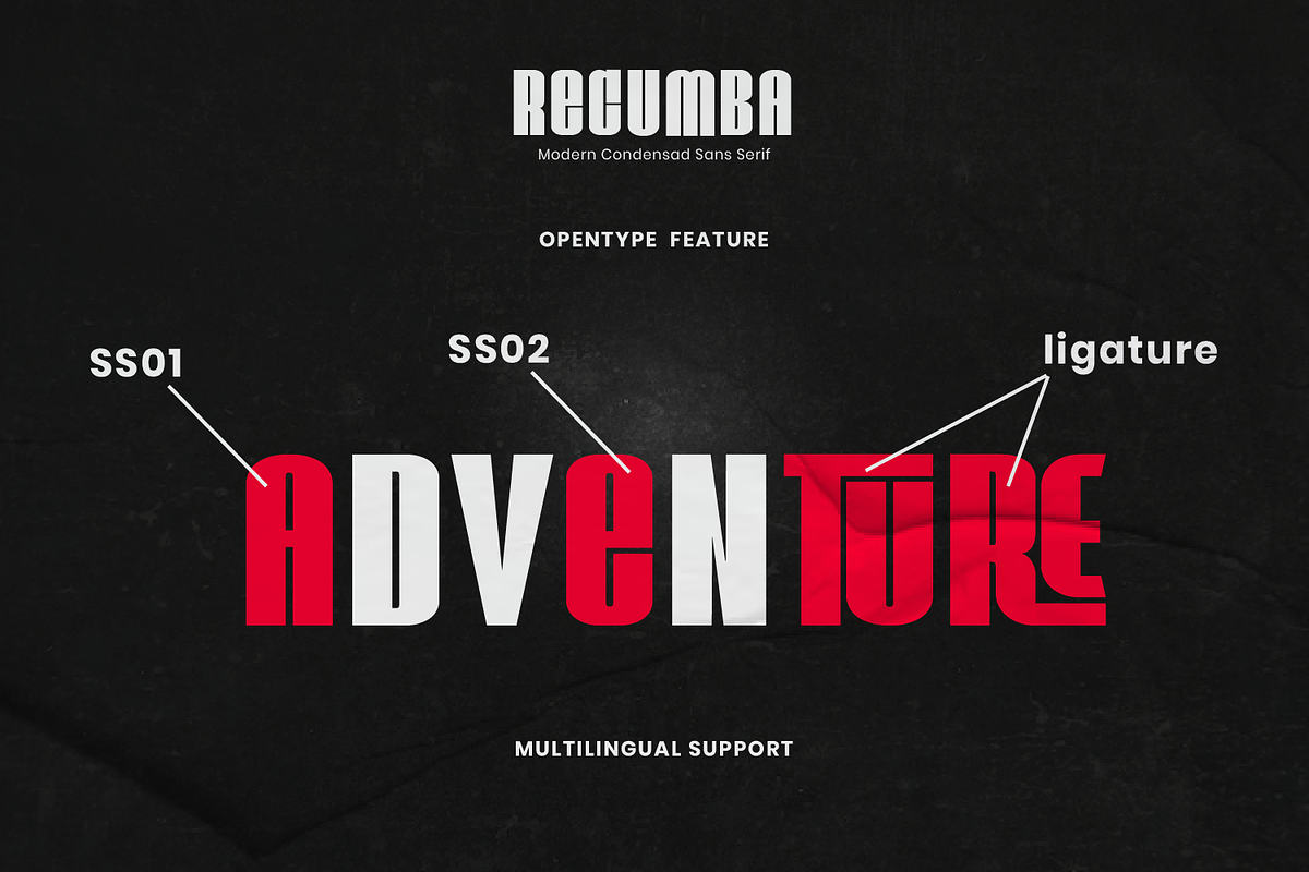 Recumba - Modern Display Font, a Sans Serif Font by Pixesia Studio (Photo 8 of 9)