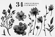 Fleur Noir - Black Watercolor Floral, an Illustration by Brandi Lea Designs (Thumbnail 4 of 9)