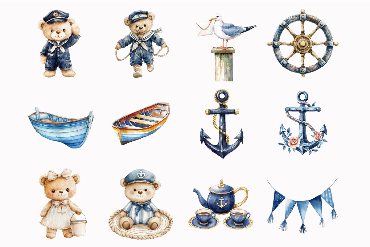 Cute Preppy sailor Polo Bear Clipart, an Illustration by Design Market (Photo 4 of 4)