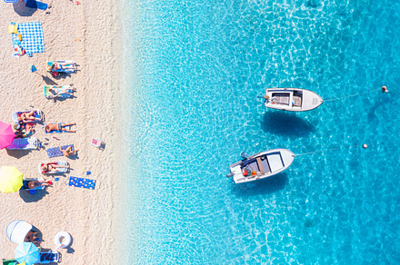 Seascape with boats. Aerial view
