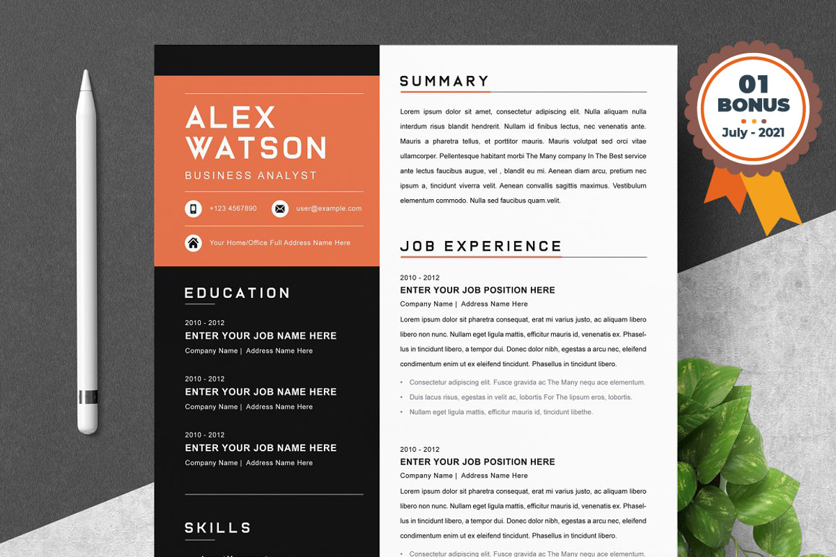 Resume/CV Bundle | 200+ for $29, a Resume Template by ResumeInventor (Photo 182 of 207)